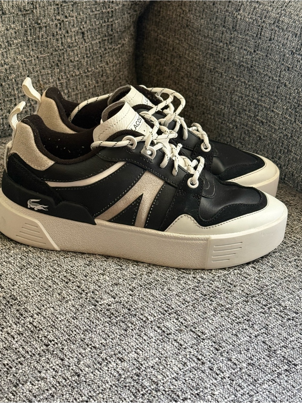 Lacoste Black and Cream Chunky Lace-Up Sneakers - Picture 4 of 5